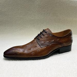 Luxurious men's designer <b>autumn</b> wedding Oxford style groom's casual dress shoes, pointed toe with anti-slip closure - Product Image 6