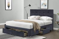 Conception d'usine professionnelle moderne tissu de velours gris clair Double taille lit de plate-forme de stockage rembourré