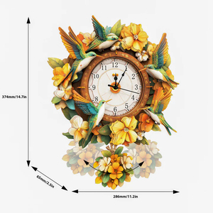 Horloge murale personnalisée en forme de colibri, puzzle en bois 3D, kit de modèle d'horloge, idéal pour la décoration du salon et de la maison - Product Image 3