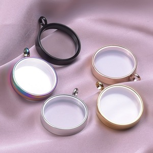 Promozione di alta qualità in acciaio inox <span class=keywords><strong>Floating</strong></span> ciondolo ciondolo medaglione di vetro di memoria rotonda collana per finestre per ceneri - Product Image 2