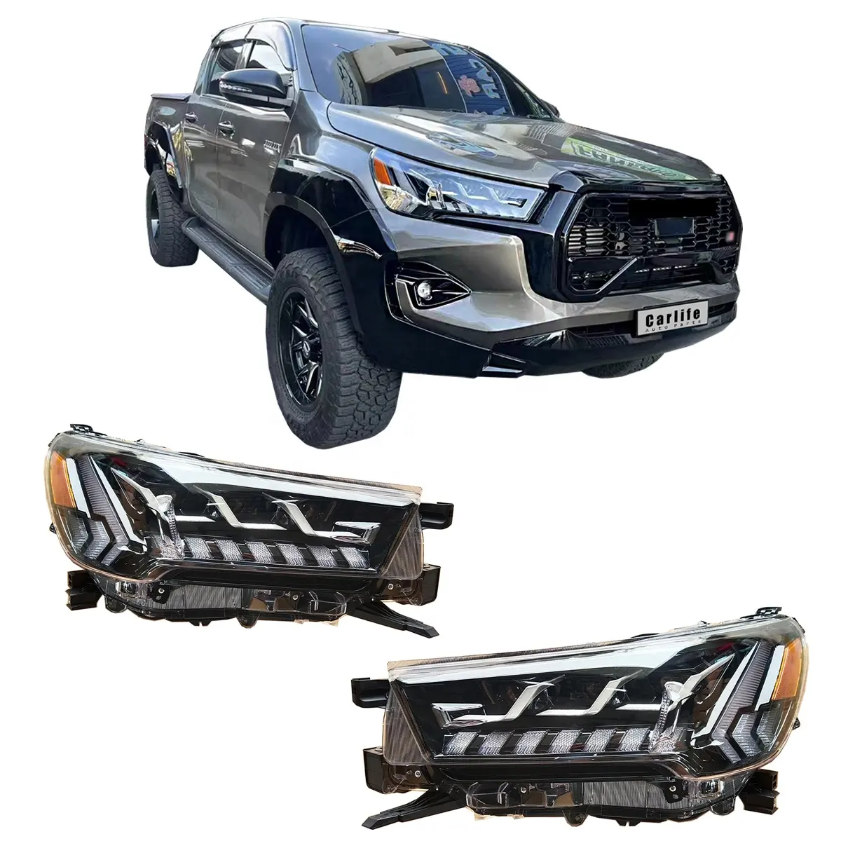 CARLIFE AUTO ACCESSORIES 4X4 PICKUP TRUCK TUNING LED HEAD LAMP LIGHT LIGHTS FOR TOYOTA HILUX REVO 2016+