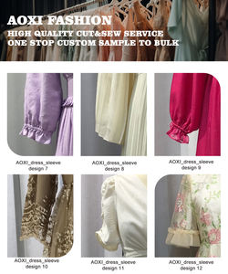 Abito Estivo Corto in Cotone e Lino con Maniche a Lanterna, Stile Europeo Personalizzato, Vestito Bohémien con Lacci <span class=keywords><strong>per</strong></span> Donna - Product Image 2