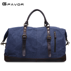 กระเป๋าเดินทางแบบถือขึ้นเครื่องรุ่น G-Favor 2077 ขนาดใหญ่ สำหรับแคมป์ปิ้ง กีฬา ฟิตเนส พักค้างคืน ท่องเที่ยว  พร้อมโลโก้สั่งทำพิเศษ  กระเป๋าผ้าแคนวาสสไตล์วินเทจสำหรับผู้ชาย - Product Image 5