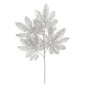 Fashion Christmas Tree Glitter Plant Pick Natural Decoration Leaves Pick Xmas Ornament Floral Artificial Long Pick Decor