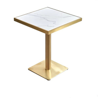 Table à manger ronde en marbre avec base en acier inoxydable, ensemble de salle à manger moderne et luxueux pour restaurant, maison, hôpital