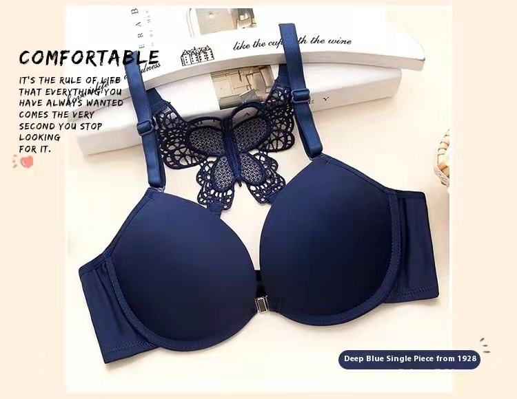 Wholesale Sexy Bra Set Removable Double Shoulder Straps Front Buckle Steel Ring Padded Underwear for Cross-Border Foreign Trade