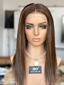 Medical <b>Wig</b> Ready Ship Blonde Color Real Raw European Hair Small Knot Transparent Lace <b>Front</b> <b>Wig</b> Straight High Density for Women - Product Image 1
