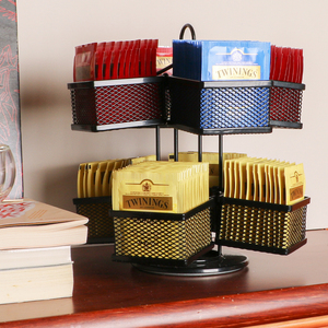 Carousel Metal Wire Tea Bag Rack Countertop/Tabletop Tea Bags Storage Display Rack