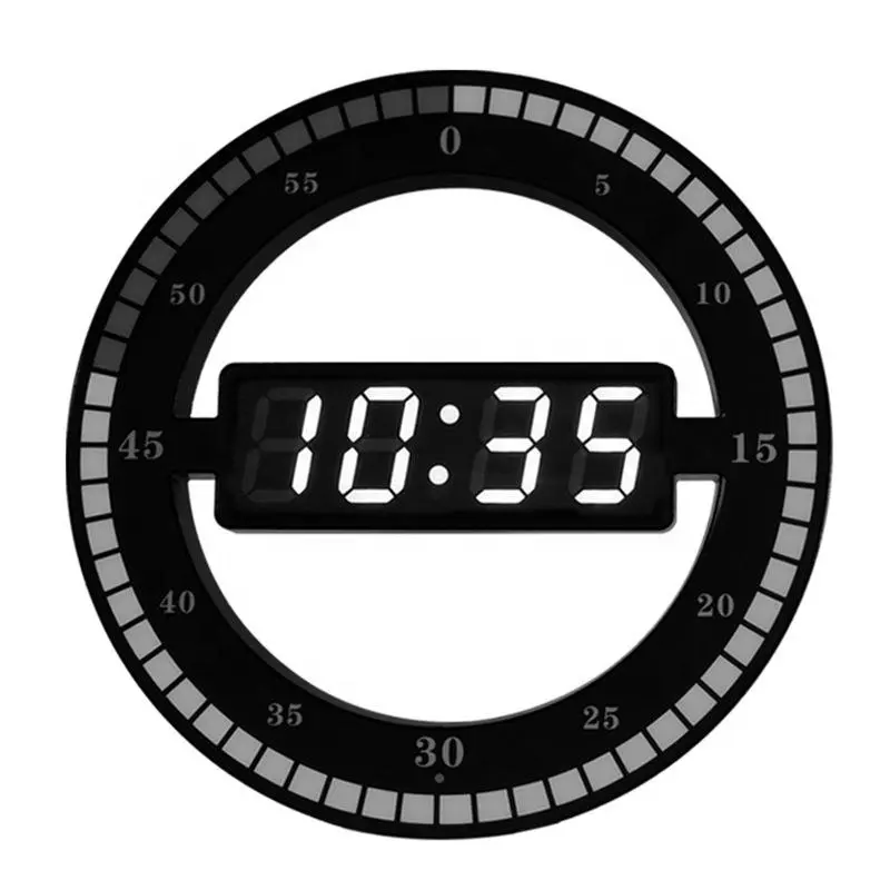 Ins Simple LED Large Modern Decorate Creative Silent Clock Wall Alarm Seconds Round Running Digital 3D Wall Clocks