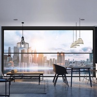 Fenêtre coulissante verticale électrique intelligente, télécommandée, grande, panoramique, pour balcon, en aluminium à pont thermique, insonorisée et isolante