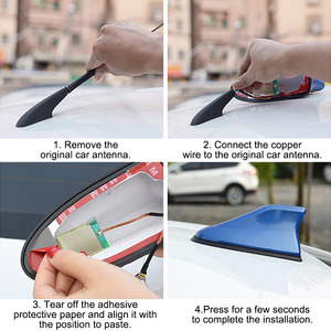 Accessoires extérieurs automobiles personnalisés, antenne de <span class=keywords><strong>voiture</strong></span> universelle en forme de <span class=keywords><strong>aileron</strong></span> de requin pour toit, antenne radio AM/FM, ruban adhésif, matériau ABS - Product Image 6