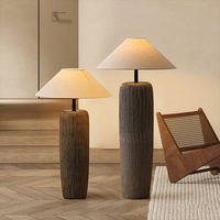 Lampe sur pied en céramique rétro en gros, style nordique, pour salon et chambre, lampe LED vintage Wabi-Sabi