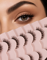 Cils naturels Onlyall 3/4 courts et vaporeux 12 mm, sans cruauté, bande en coton ultra-fine, faux cils, aspect naturel H20
