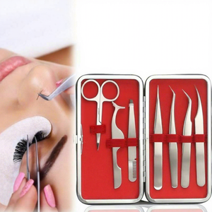 Ensemble professionnel de 7 pinces à épiler en acier inoxydable doré, réutilisables, qualité A+, pointues, pour extensions de cils, personnalisation OEM - Product Image 2