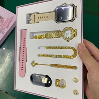 Ensemble Montre Connectée de Luxe A58 Plus Diamant pour Hommes et Femmes – Comprend Bracelet, Bague, Boucles d'Oreilles, Collier – Coffret Cadeau A58