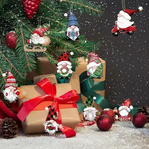 Dekorasi pohon Natal, ornamen gantung kayu Mini dari kayu