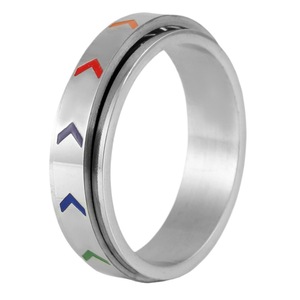 yunnique Arrow Shaped Rotating <b>Titanium</b> Steel Men's <b>Ring</b> Steel Color Geometric Design Gift Jewelry - Product Image 5