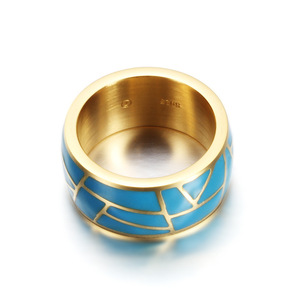 Anillos de Moda Azules Geométricos de 22MM, Resina Epoxi, Acero Inoxidable, Joyería, Regalo - Product Image 4