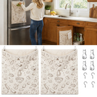 Sac de rangement réutilisable pour torchons et chiffons sales avec crochets et boucles auto-agrippantes, doublure imperméable, support pour torchons de cuisine à fixer sous l'évier ou sur la porte d'armoire