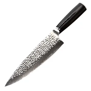 siyah japon bıçağı Suppliers-Paslanmaz Catering Vg10 japon çelik siyah Micarta kolu şef bıçağı