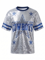 Nouvelle robe de maillot de football pour femme, design tendance, avec paillettes, pour les Dallas Cowboys