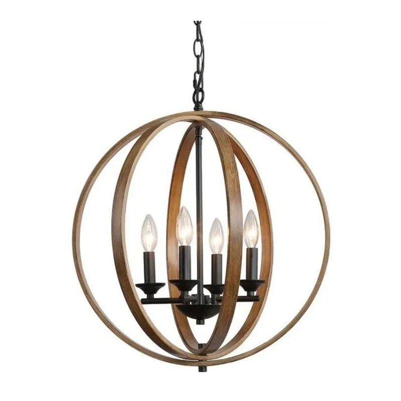 American Country Pendant Light Living Room Simple Creative Spherical Pendant Lamp Bedroom Candle Chandelier Porch Corridor Stair
