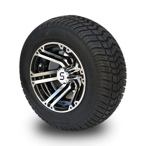 Neumático SRGCTW-102 para Carro de Golf 205/50-10 de 4 Capas y Conjunto de Rueda de 10 Pulgadas en Negro Brillante y Negro Mate - Product Image 1