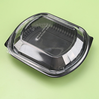 Boîte alimentaire jetable noire en plastique empilable, résistante à la pression, de qualité alimentaire, pour micro-ondes, pour repas à emporter et préparation culinaire