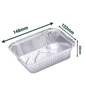 Atacado de Recipientes de Alumínio Descartáveis de 400ml, Tamanho Pequeno, Prato de Alumínio com Tampa para Delivery - Product Image 2