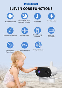 Moniteur vidéo pour bébé avec écran IPS de 2,8 pouces, vision nocturne 720P, <span class=keywords><strong>audio</strong></span> bidirectionnel, 2,4 GHz FHSS, best-seller - Product Image 2