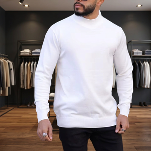 Sweat-shirt tricoté à capuche pour homme, col rond, uni, décontracté, manches longues, anti-plis, anti-rétrécissement, respirant, écologique - Product Image 3