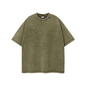 T-shirt vintage 280 GSM 100 % coton tricoté uni à col rond et manches courtes pour homme, coupe décontractée, épaules tombantes, délavage lourd, ajustement régulier - Product Image 6