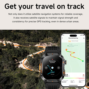 Montre connectée sportive GPS DSM11 HT36 avec écran IPS HD de 2,01 pouces, étanche, pour l'extérieur, boîtier en acier inoxydable, lampe torche LED, moniteur de fréquence cardiaque - Product Image 4