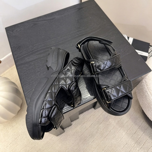Wholesale Channel Designer Brand Women's Chunky <b>Flat</b> <b>Sandals</b> Black Quilted Leather Buckle Open Toe Summer Fashion Luxury Trend - Product Image 4