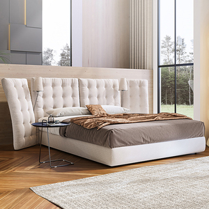 Nouveau <span class=keywords><strong>lit</strong></span> moderne design avec grande tête de <span class=keywords><strong>lit</strong></span> réglable <span class=keywords><strong>Lit</strong></span> en tissu crème populaire avec cadre de <span class=keywords><strong>lit</strong></span> king italien luxueux et léger - Product Image 3
