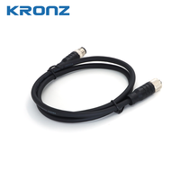 Connecteurs circulaires blindés KRONZ M12 mâle vers femelle 4 broches, codage D, AWG22, paires torsadées, câble PVC, broches 1 et 3 (données) et broches 2 et 4 (alimentation)