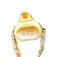 Gobelet à paille en forme de canard jaune, 650 ml, en plastique alimentaire, pour enfants et bébés, avec sangle bandoulière, idéal pour la rentrée scolaire