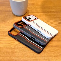 Coque de luxe texturée magnétique pour iPhone 17 Pro avec design à rayures contrastées, compatible iPhone 16 Pro, coque de protection