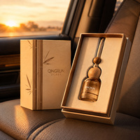 Diffuseur de parfum pour voiture suspendu, flacon de 10 ml, mini désodorisant, bouchon en bois, flacon de parfum sphérique en verre transparent avec corde