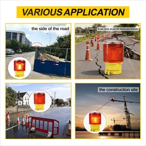 Feu de signalisation solaire stroboscopique à colonne unique, étanche IP65, clignotant d'urgence pour barricade, lumière de sécurité pour travaux routiers - Product Image 3