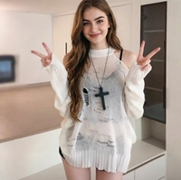 Schicker schulterfreier Distressed-Strickpullover – Oversized, transparent & trendig für Herbst/Winter Streetwear