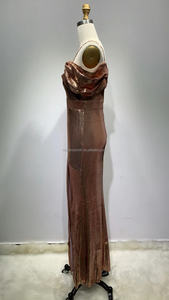 NOVANCE F3095 فستان جديد ترتر لامع شامبانيا مثير قبالة الكتف شق Rochii Elegante السيدات تصاميم ثوب المساء <span class=keywords><strong>P</strong></span> - Product Image 4