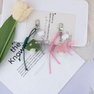 Creative New Plush Little <b>Mushroom</b> Alloy Bowknot Keychain <b>Decoration</b> Couple Bag Versatile Accessory - Product Image 3
