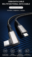 Cable USB4 de Alta Velocidad de 90 Grados, 240W PD, 40Gbps, Cable de Sincronización Tipo-C a Tipo-C de Grado Industrial para Servidores de Alta Densidad