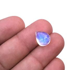 Cabujones con forma de pera suave de piedra lunar arcoíris Natural, cuentas sueltas de piedras preciosas de Fuego Azul increíble para la fabricación de joyas hechas a mano - Product Image 1