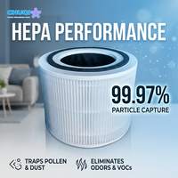 Filtro 3 en 1 H13 HEPA de Carbón Redondo Desechable, Paquete de 2, para Purificador de Escritorio Compacto, Dormitorio, Estudio, Habitación Pequeña, Oferta Económica