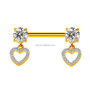 Mode Cubique Zircon Mamelon Anneau Double Coeur <span class=keywords><strong>Langue</strong></span> Anneau Corps <span class=keywords><strong>Piercing</strong></span> Cadeau De Vacances pour Garçon Fille - Product Image 4