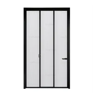 Instime Toko Komersial Pintu Geser Transparan Keamanan Tahan Lama PVC Panel Kustom Akordeon Pintu Lipat untuk Rumah