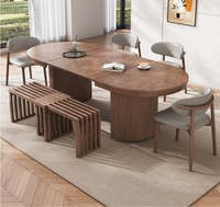 Table de salle à manger ovale extensible et réglable STG en bois massif naturel d'Amérique du Nord, 4 à 8 places, pour appartement, hôtel, maison