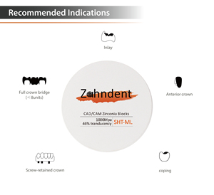 Zahndent meilleur vente bloc de zircone 46% translucidité SHT bloc de zircone multicouche disque de zircone - Product Image 5